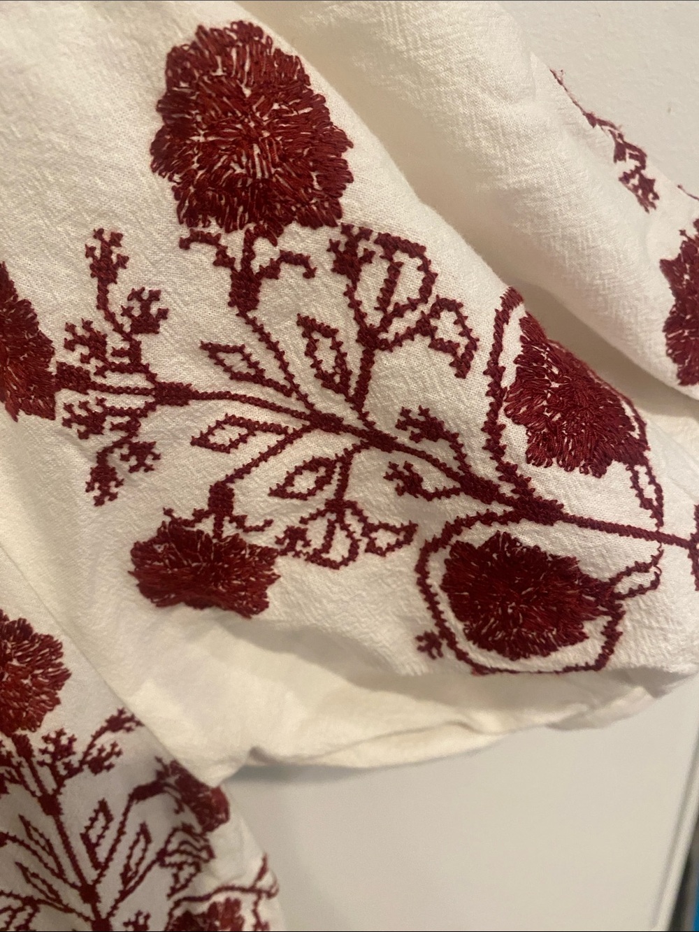 Free People Cream Maxi Dress with Burgundy Floral Embroidery - Picture 3 of 6